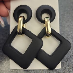 Black and Gold Geometric Earrings